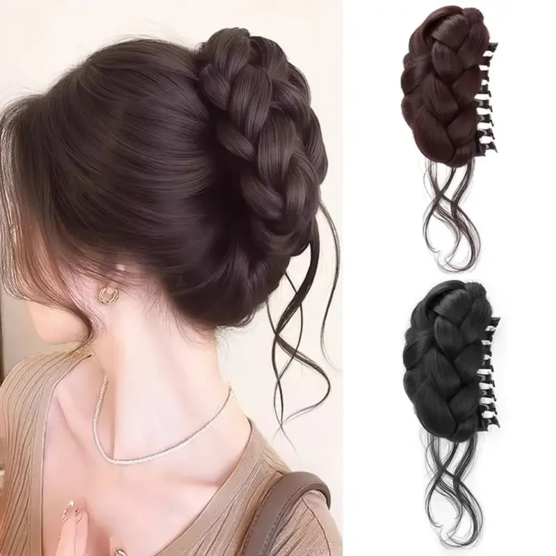 Chignon enchanté — chignon tressé à pince avec mèches, 10 cm