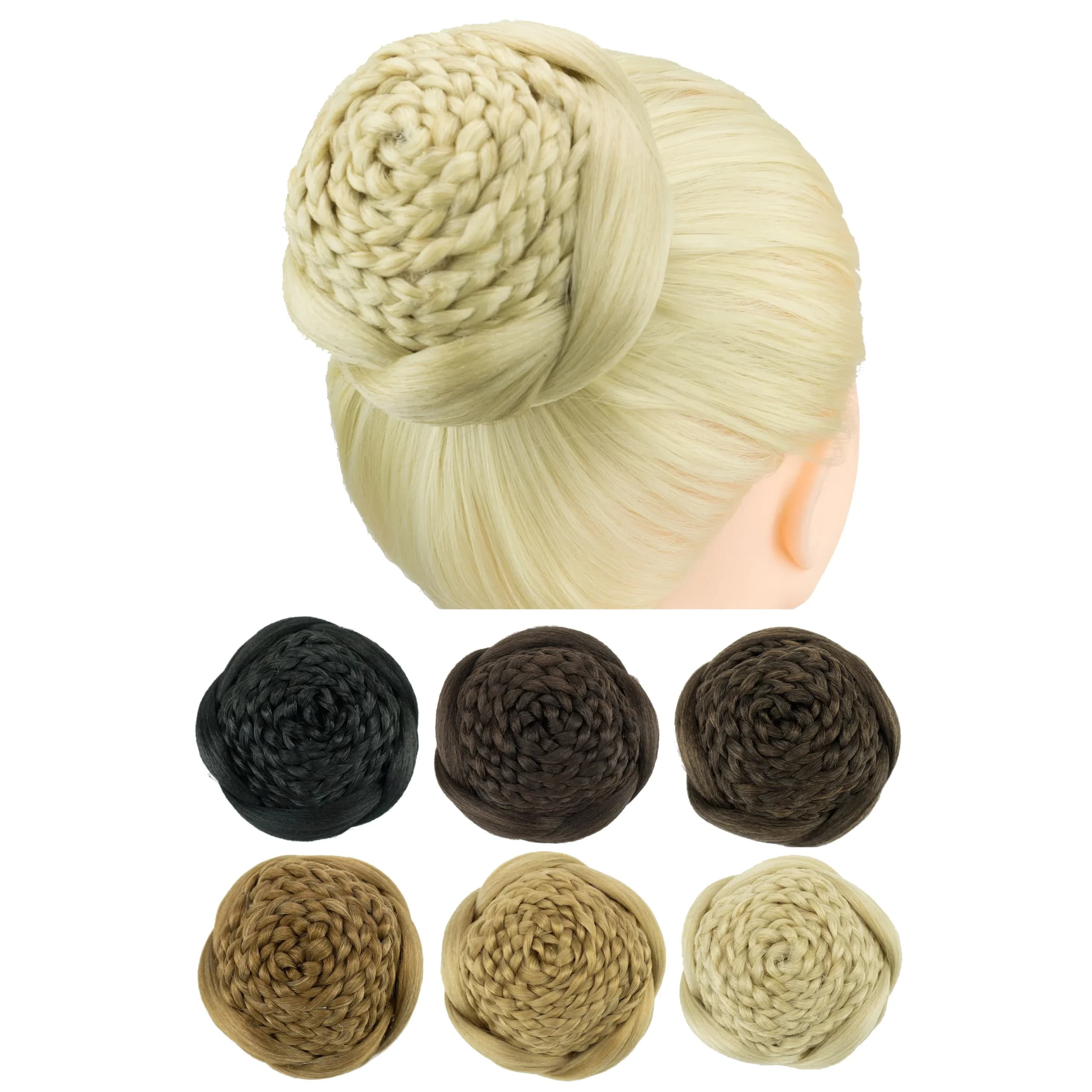 Chignon enchanté — chignon rosace tressé de mariage, plusieurs teintes