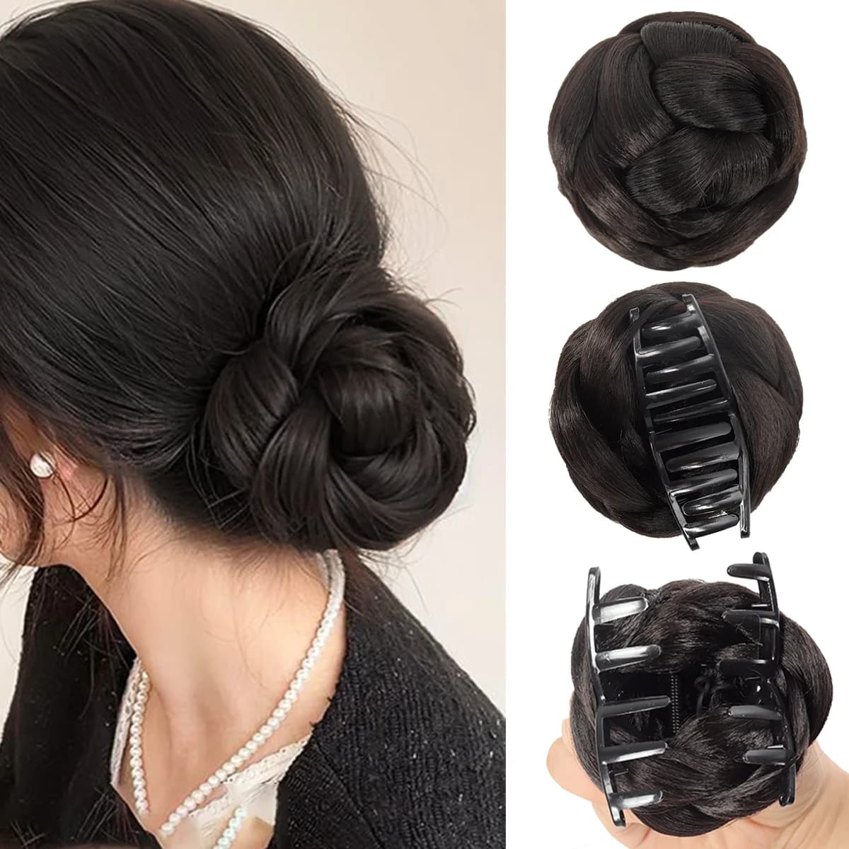 Chignon enchanté — chignon tressé à pince, 9 cm